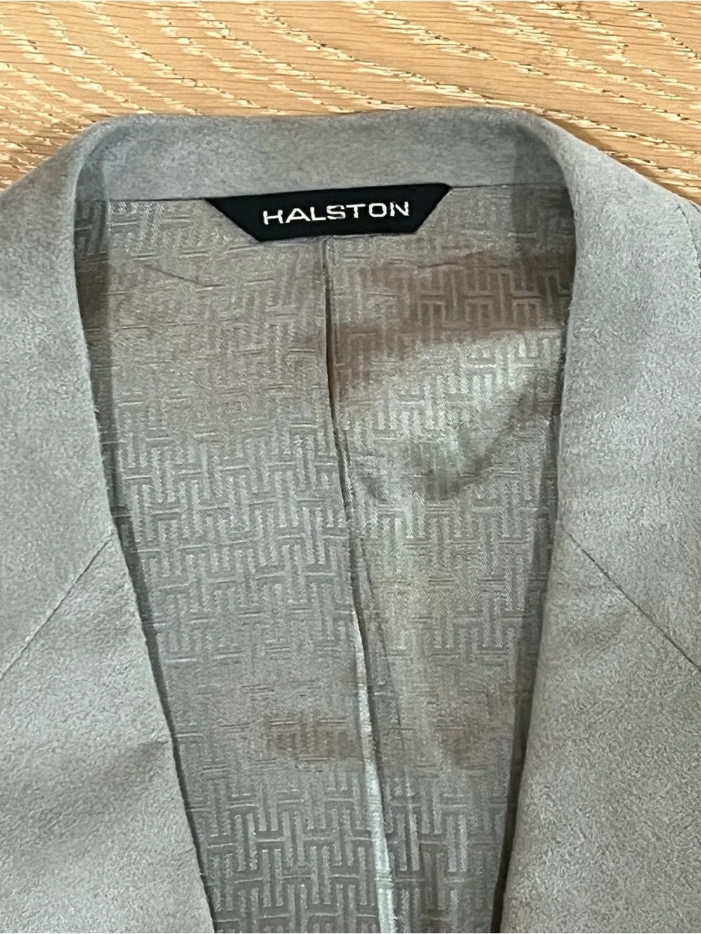 Vintage Halston Halsuede Light Gray Suede Blazer Men’s 48R Sport Coat